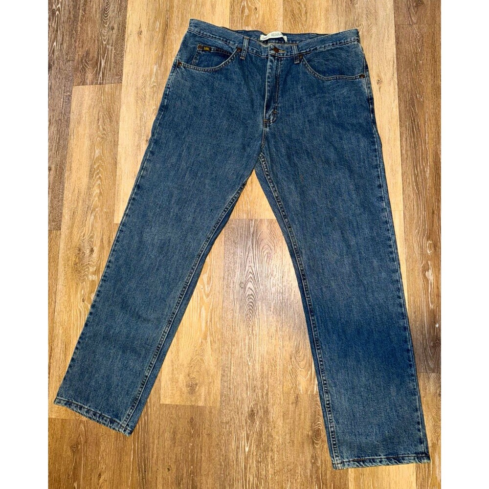 Lee Men's Blue Medium Wash Straight Leg Regular Fit Denim Jeans 38x32